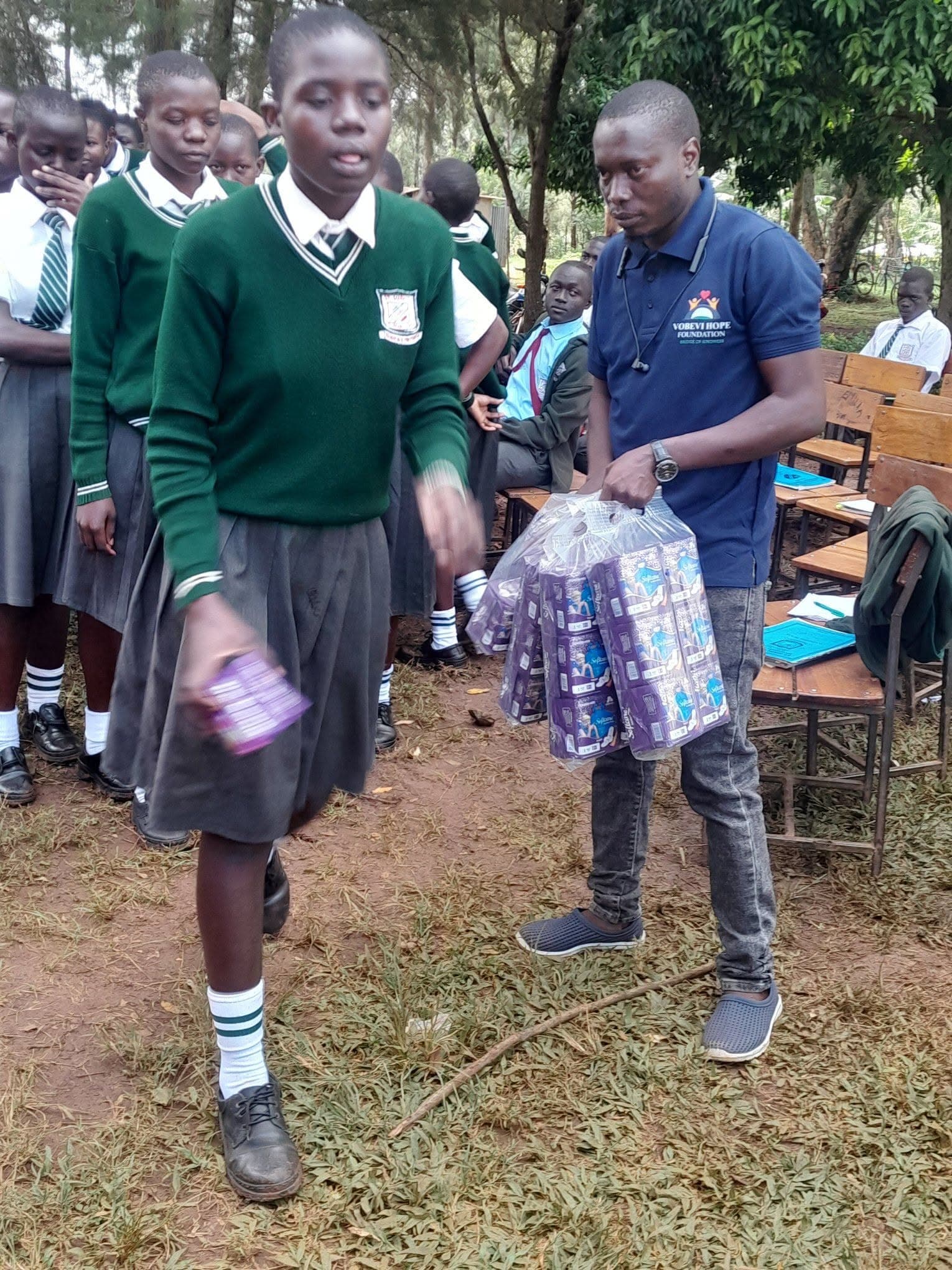 sanitary pads donation and menstrual hygiene awareness session at St Mark Kagilo Secondary School.