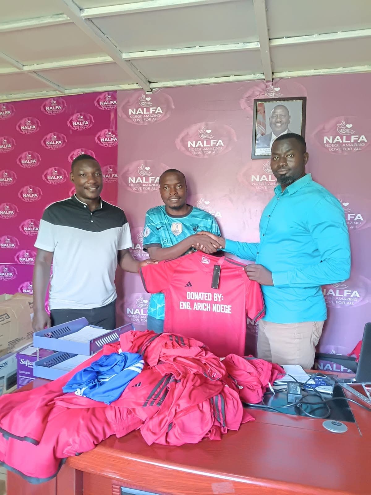 donating sports jerseys to students at Barding Boys High School to support youth sports and talent development.